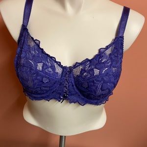 Purple Lace Addition Elle Plus Size Bra 42D
